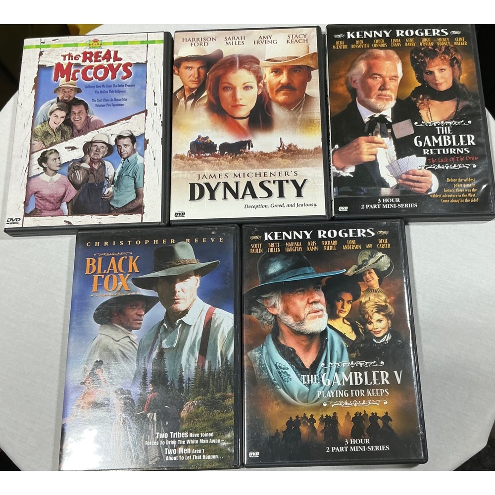 Western DVD Lot 5 Kenny Rogers Gambler Black Fox Dynasty Real McCoys
